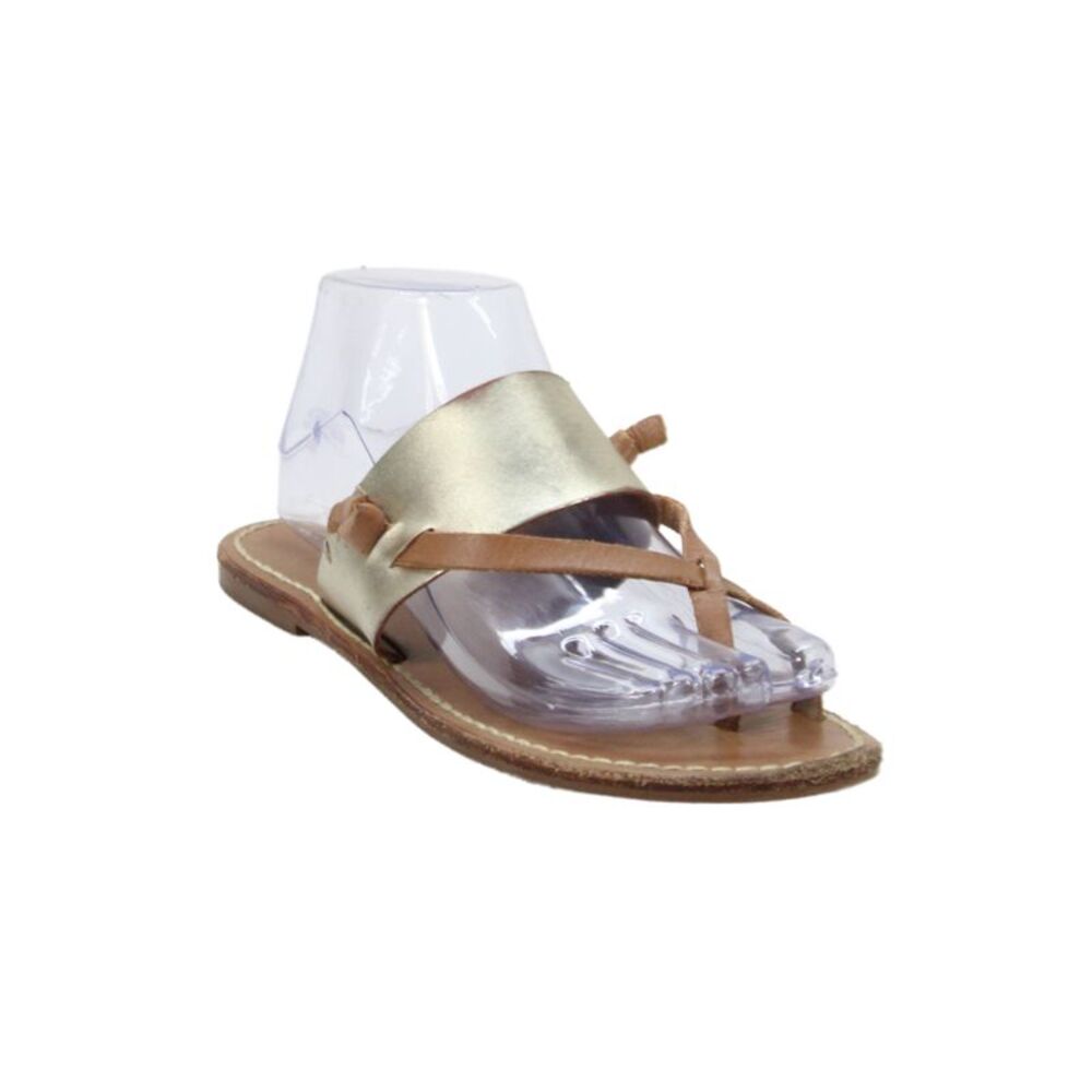 Soludos Women's Leather Metallic Thong Sandals Brown Size 7.5